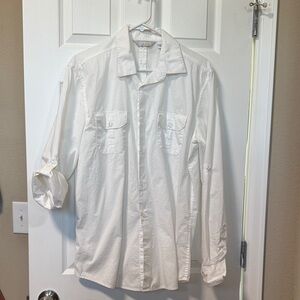 Claiborne Men's White Casual Button Down Shirt